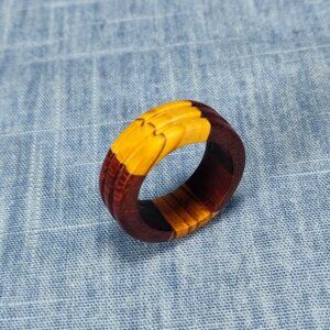 Padauk and Olive Wood Hardwood Ring - Size 11.5 (US)